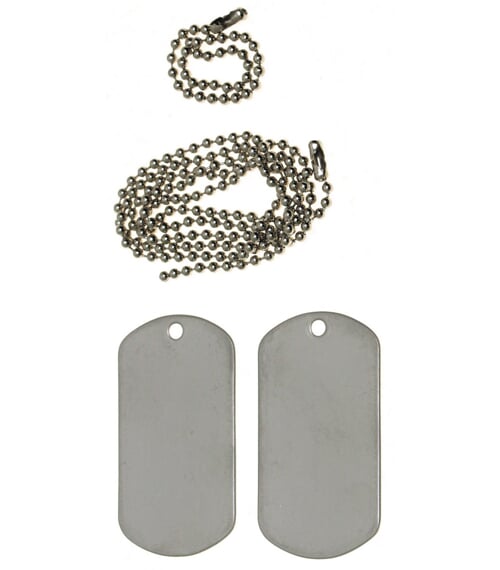ID známka US (Dog Tag) - plechy + řetízky