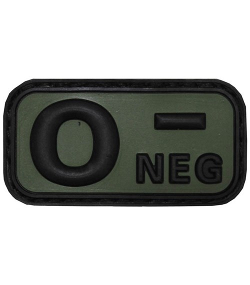 Nášivka gumová 3D: Krevní skupina 0 NEG [50x25]